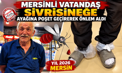 Yıl 2026 Vatandaş Sivrisineğe ayağına poşet geçirerek önlem aldı.